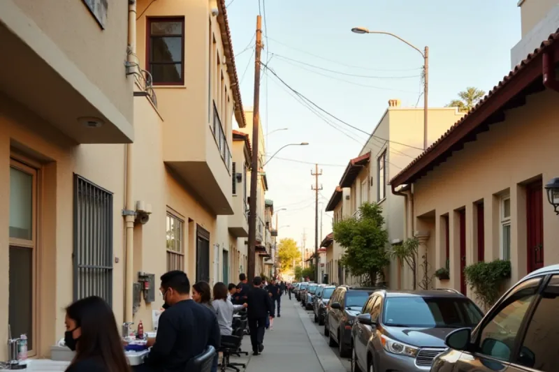 Dense residential blocks in Cudahy, California, served by the South Gate beauty school