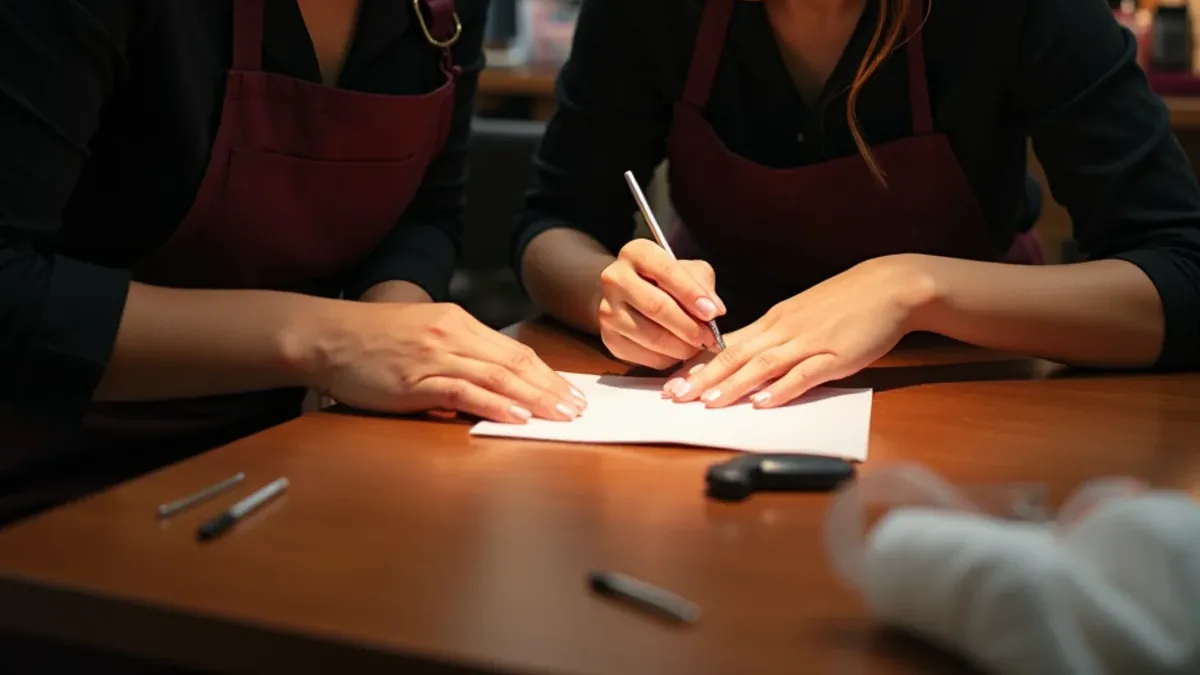 Manicurist students practising nail techniques at a beauty school serving Cudahy, California