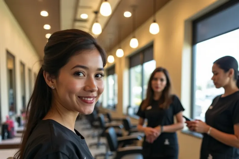 Firestone Boulevard retail corridor in Downey, California, connecting to the beauty school
