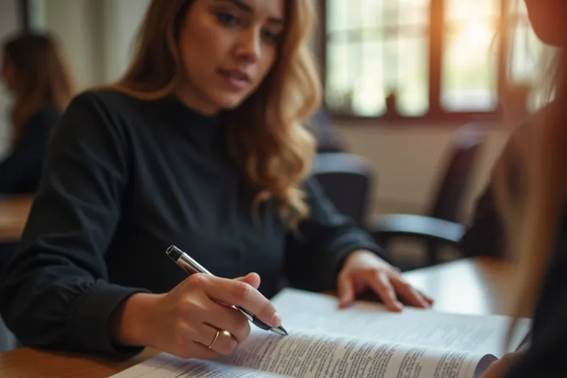 Prospective student reading a beauty school enrolment agreement withdrawal clause