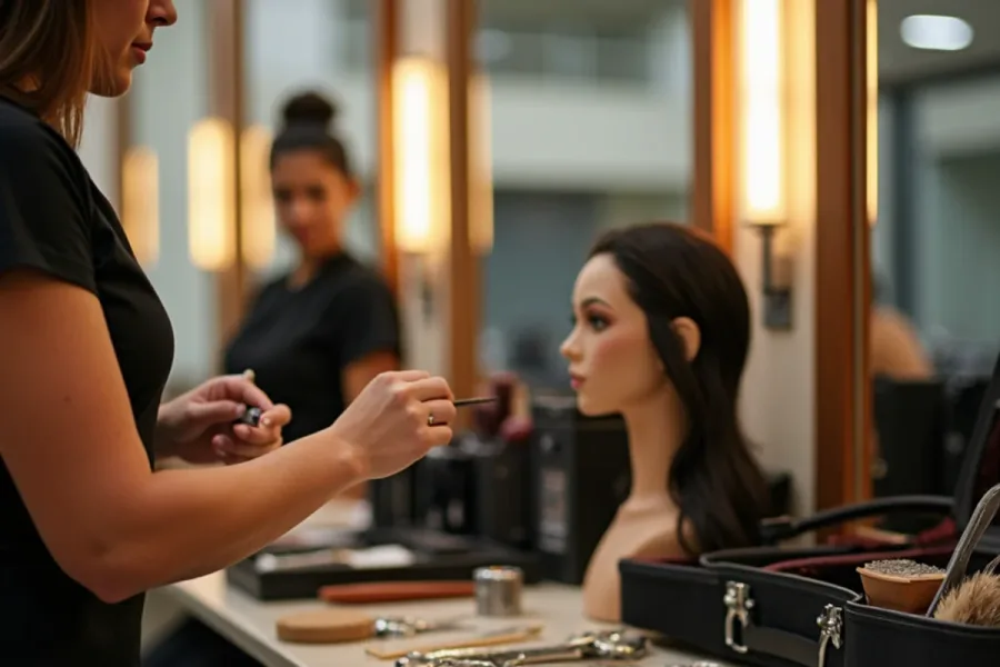 Beauty school student reviewing an itemised cost breakdown with an admissions advisor